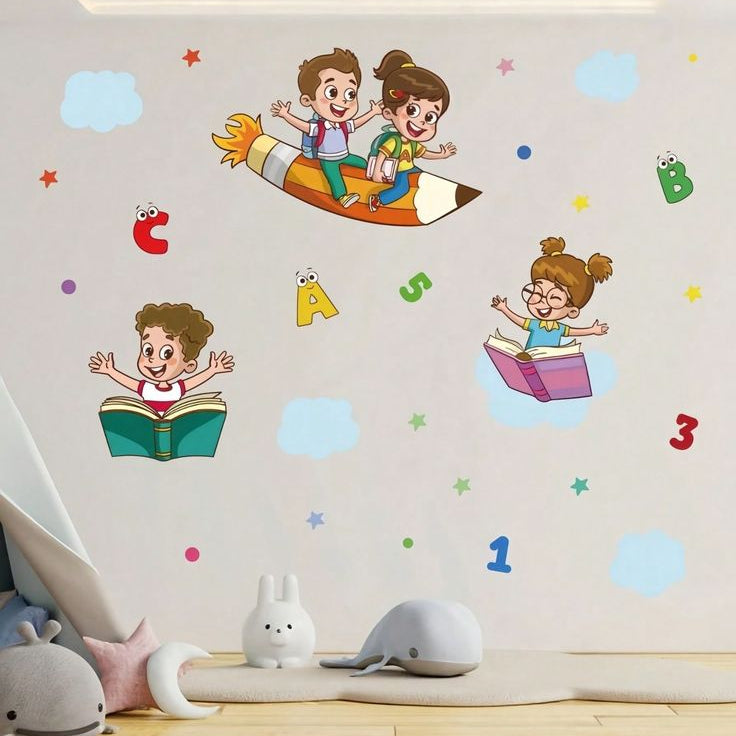 Kids Flying Learners | High Quality Wall Sticker