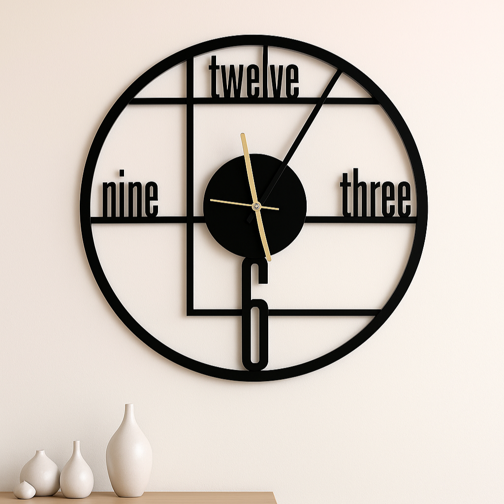 Stylish Wall Clock | Black Glossy Acrylic
