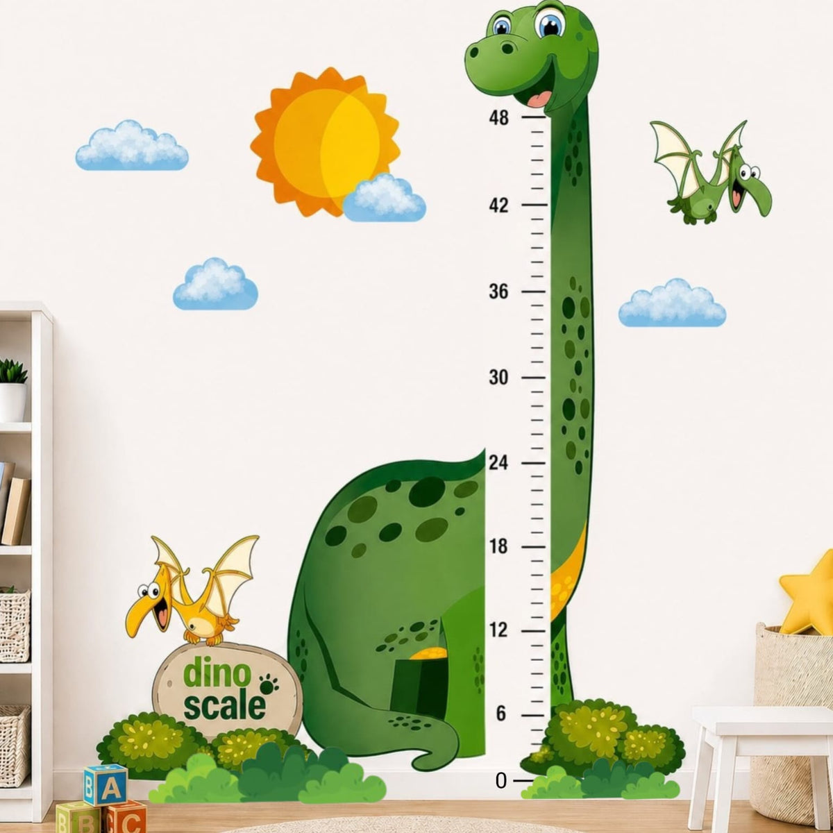 Grow with Dino | High Quality Wall Sticker
