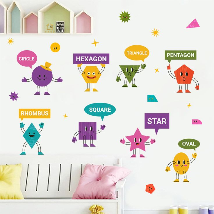 Kids Interactive Shapes Learning | High Quality Wall Sticker