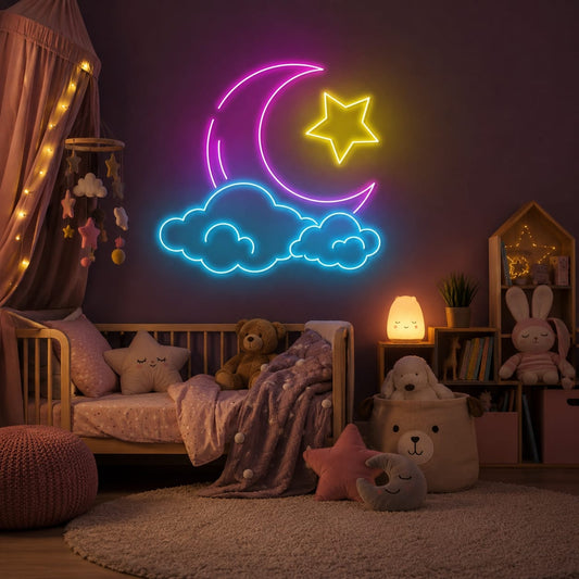 Neon Light Art! | Moon & Cloud