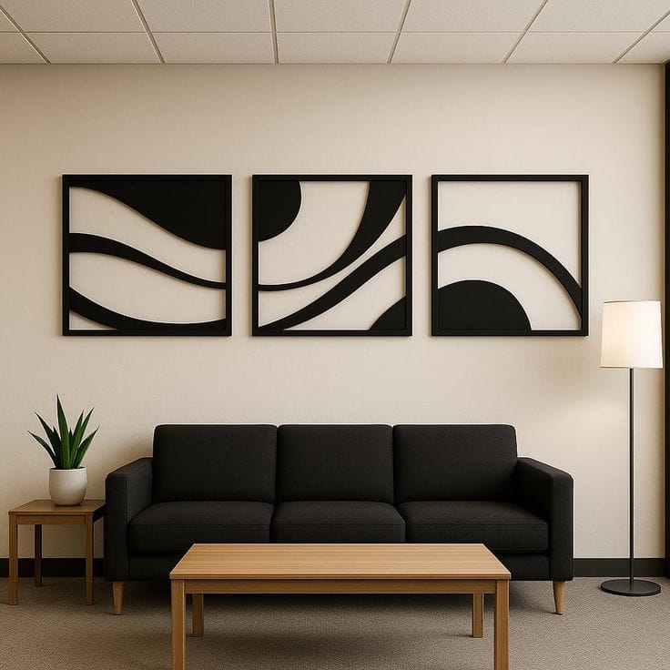 3 Frames Stylish Wall Art Cutting