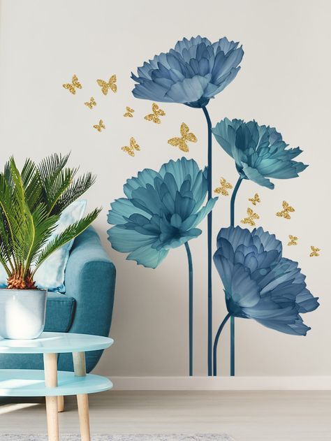Beutiful Green Flower | High Quality Wall Stickers