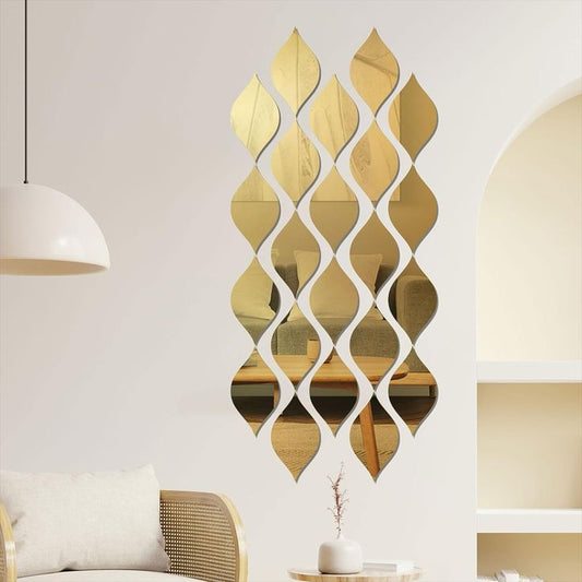 Elegant Acrylic Mirror Leaf Style Tiles 24 Pieces