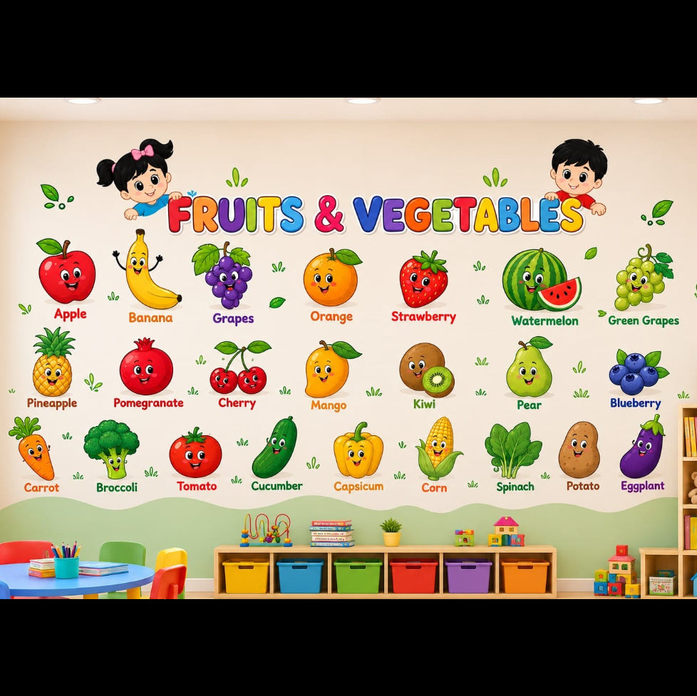 Fruits & Vegetables Kids Learning | High Quality Wall Sticker