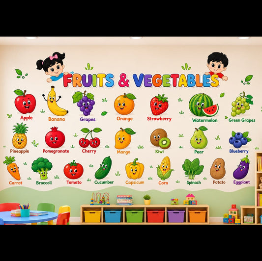 Fruits & Vegetables Kids Learning | High Quality Wall Sticker