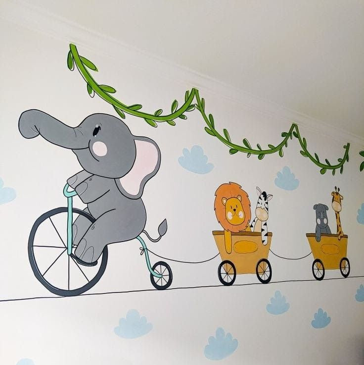 Kids Animal Cycling | High Quality Wall Sticker