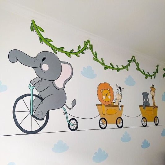 Kids Animal Cycling | High Quality Wall Sticker